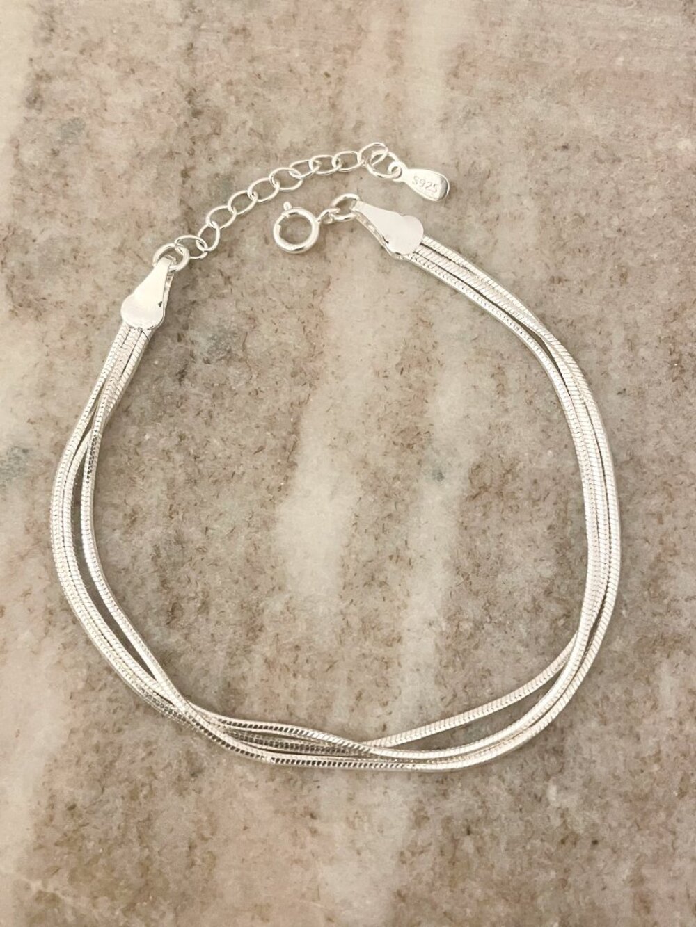 925 Sterling Silver Multi-Layer Triple Layer Bracelet Dainty Minimalist Bracelet